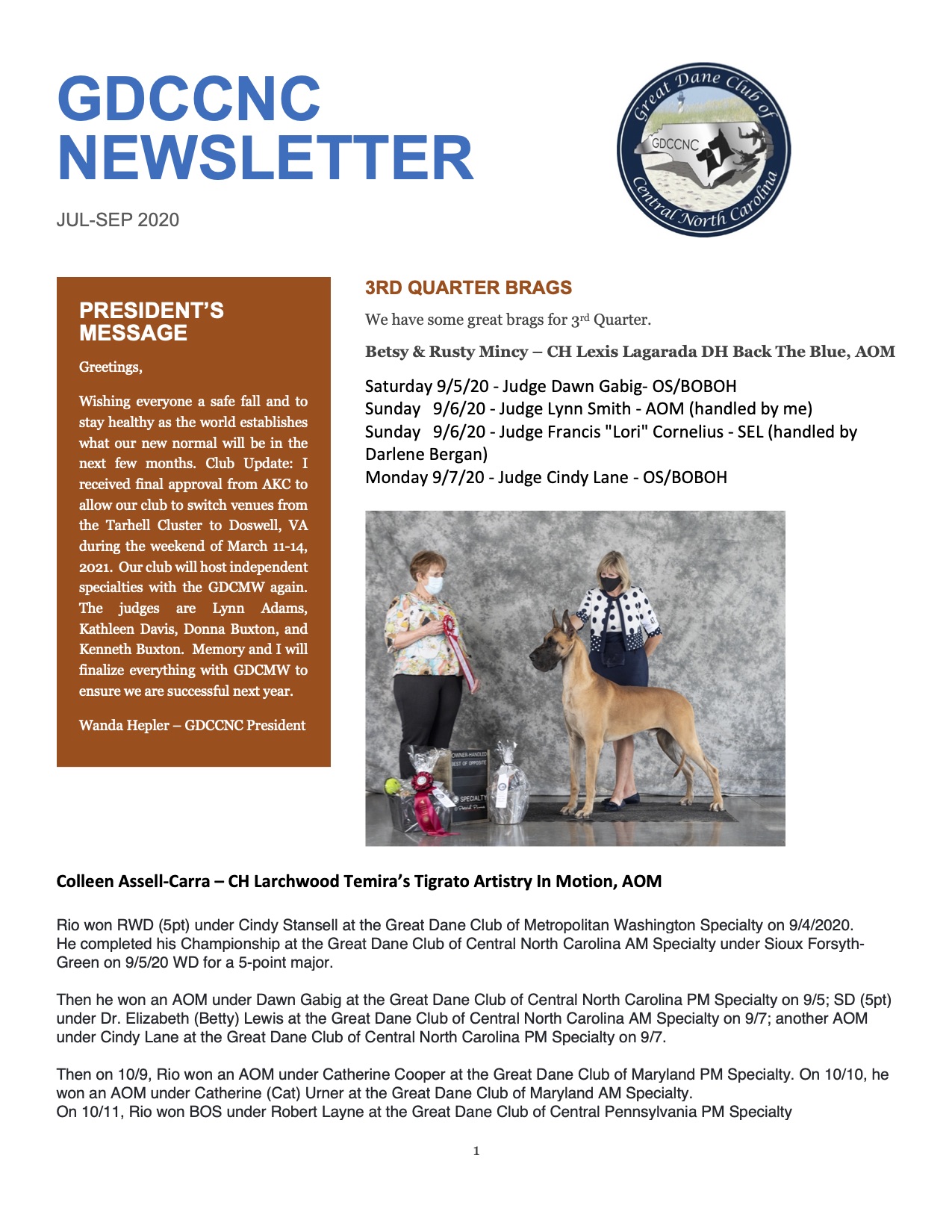 See newsletter here.